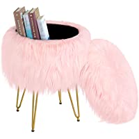 Greenstell Home Taburete de piel sintética para almacenamiento otomano suave y compacto- acolchado con patas de metal…